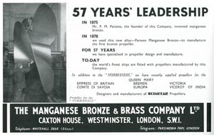 S.S NORMANDIE - THE MANGANESE BRONZE AND BRASS Co. publicité