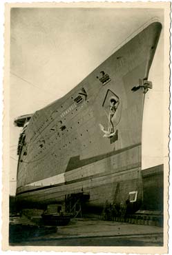 PAQUEBOT S.S NORMANDIE - Carte postale classique noir et blanc - Editeur : STUDIO A.REBINS - Réf. site : REBINSC 3-1 PSB