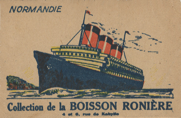 Paquebot Normandie - CARTES PUBLICITAIRES PETITS FORMATS - BOISSON RONIERE