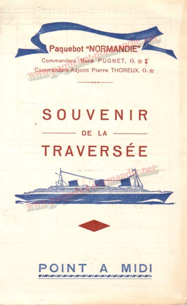 PAQUEBOT NORMANDIE - Carte-souvenir de la traversée du 2 au 7 Octobre 1935 - 1