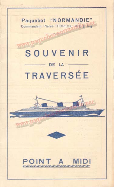 PAQUEBOT NORMANDIE - Carte-souvenir de la traversée du 2 au 7 Décembre 1936 - 1