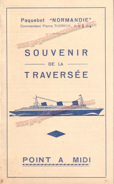 PAQUEBOT NORMANDIE - Carte-souvenir de la traversée du 14 au 19 Octobre 1936 - 1