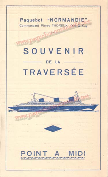 PAQUEBOT NORMANDIE - Carte-souvenir de la traversée du 18 au 23 Décembre 1936 - 1