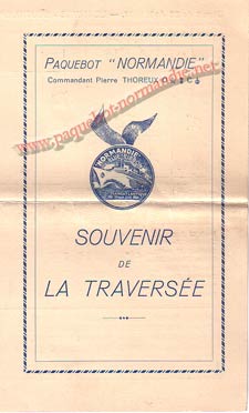 PAQUEBOT NORMANDIE - Carte-souvenir de la traversée du 25 au 30 Aout 1937 - 1