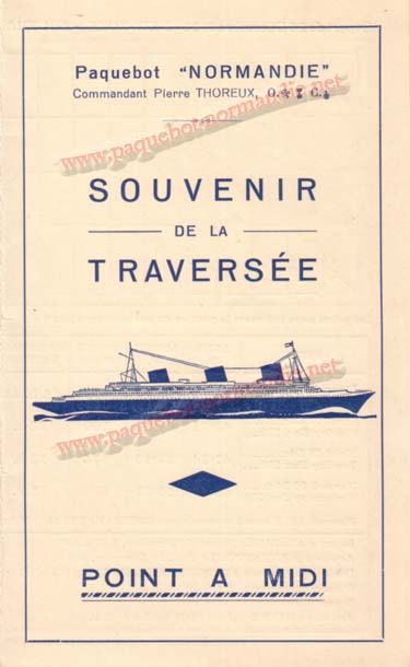 PAQUEBOT NORMANDIE - Carte-souvenir de la traversée du 26 au 31 Décembre 1936 - 1