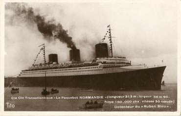 S.S. NORMANDIE - Carte postale TITO petit format glacée Réf. site : TITOG E-2-14-1-2 PSB