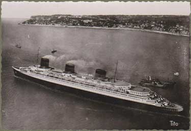 PAQUEBOT S.S NORMANDIE - CARTE POSTALE GRAND FORMAT GLACEE - EDITEUR : TITO - M. BERJAUD - REF. SITE : TITOBERJGFG-1-23-R-PSB