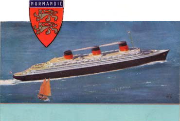 Paquebot S.S. NORMANDIE - Carte postale U.S.A Couleurs - Editeur Anonyme - Réf. Site : USACANOE 1-1 PSB